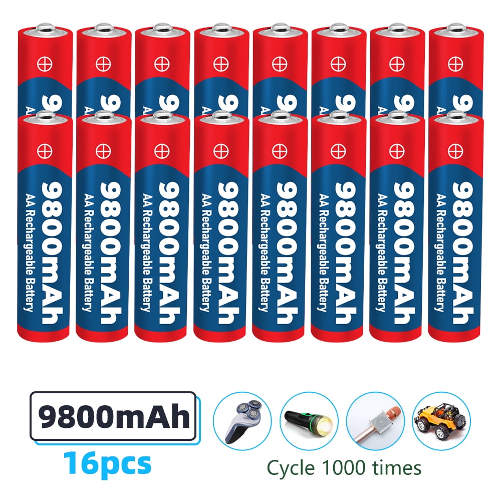 DFITO 1.5V Alkaline AA 9800mAh Rechargeable Battery Cell, 16PCS