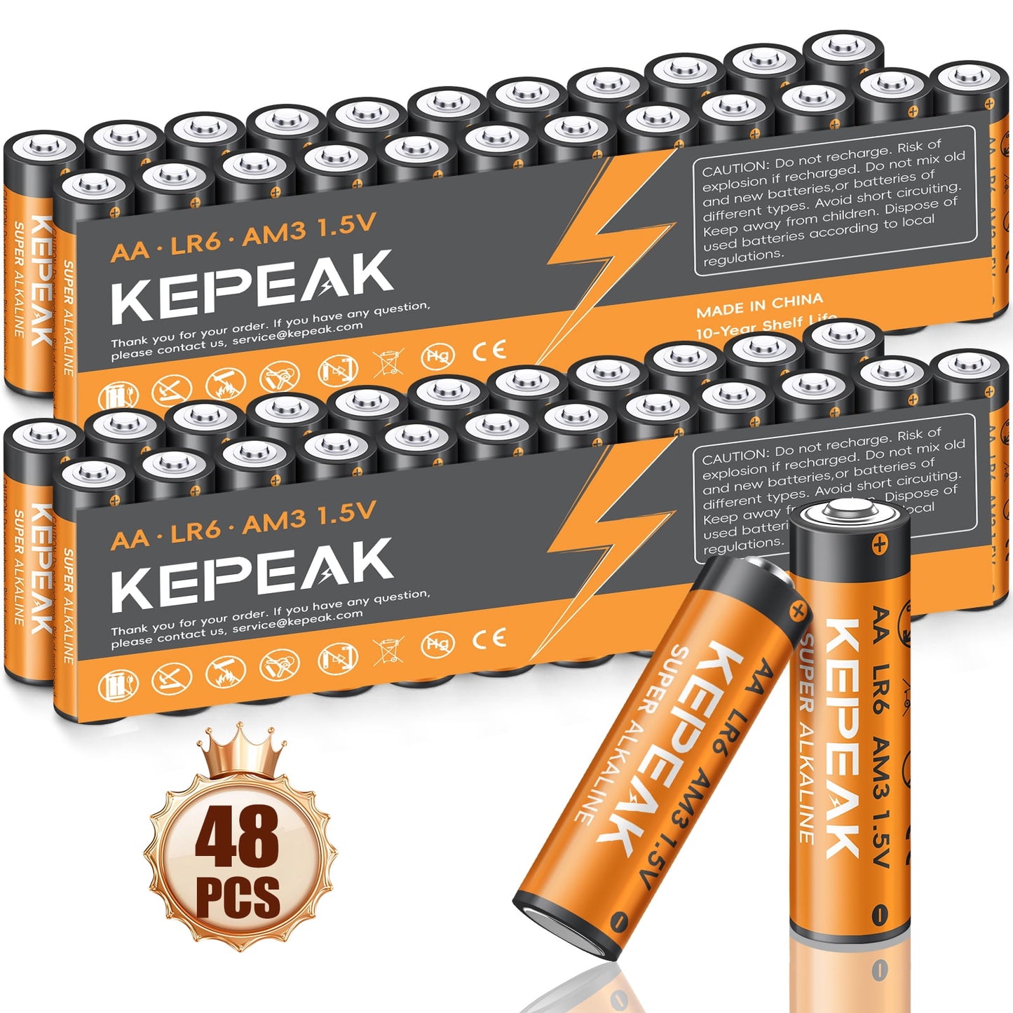 AA Batteries (48 Pack), Double A Alkaline Batteries