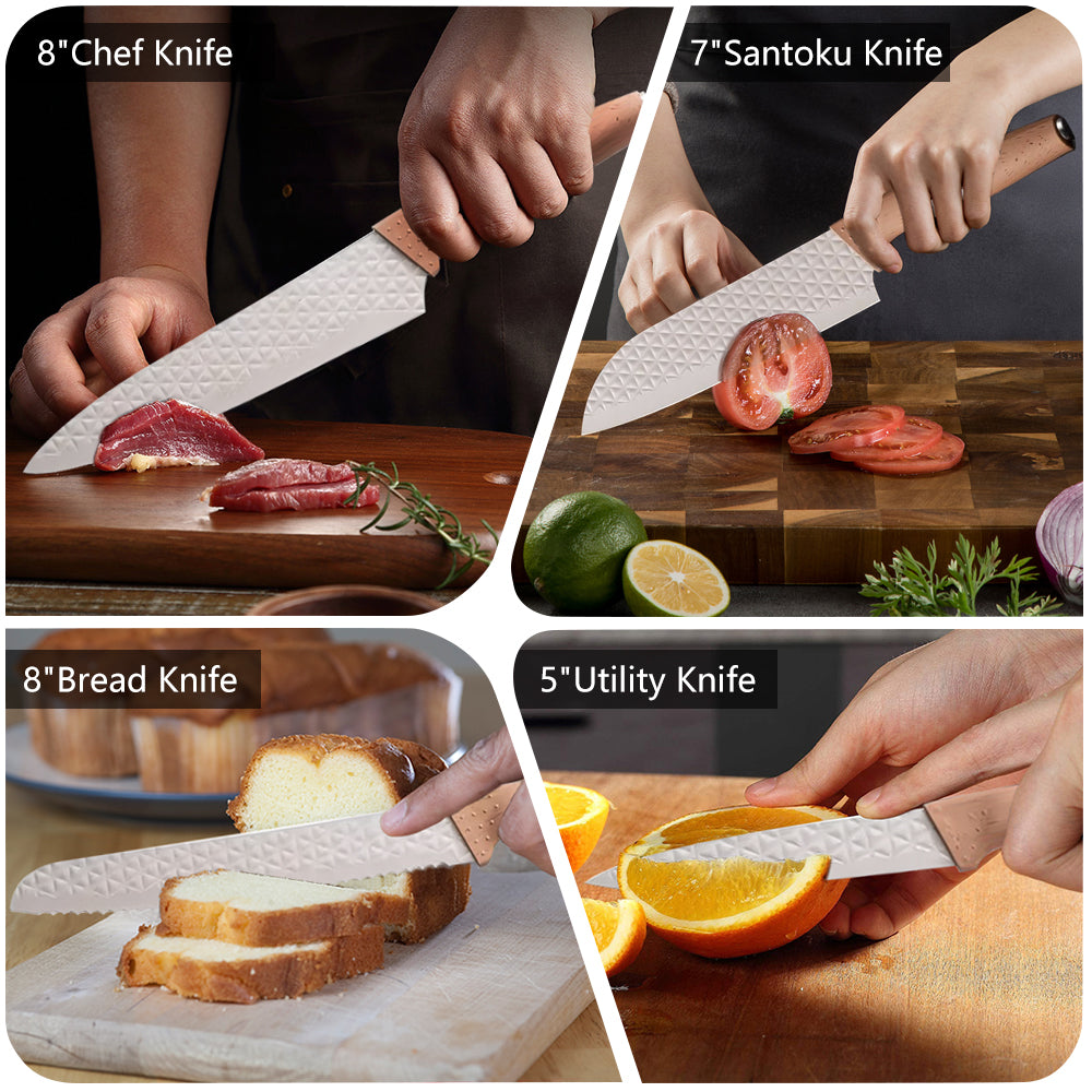Kitchen Knife Set, Professional Stainless Steel Knives Set for Kitchen with Universal Knife Block