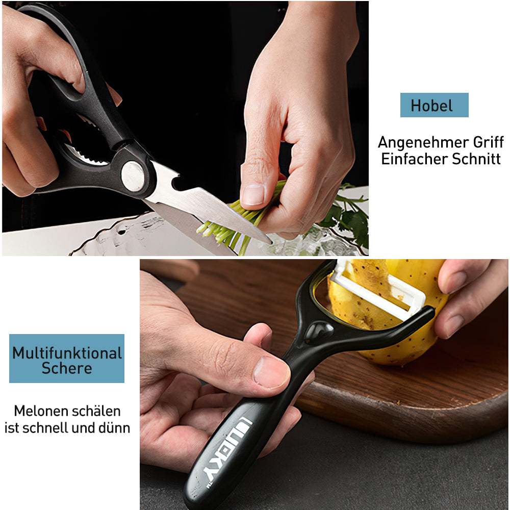 6-Piece Black Professional Kitchen Knife Set for Chef