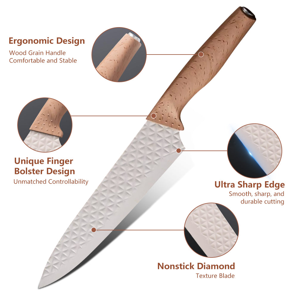 Kitchen Knife Set, Professional Stainless Steel Knives Set for Kitchen with Universal Knife Block