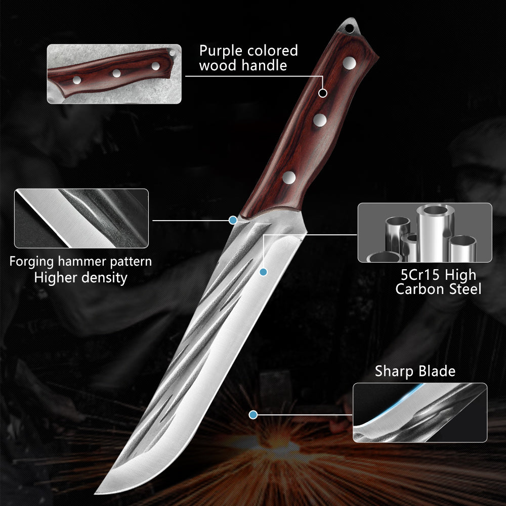 3PCS Butcher Knife Set Hand Forged chef knife Boning Knife