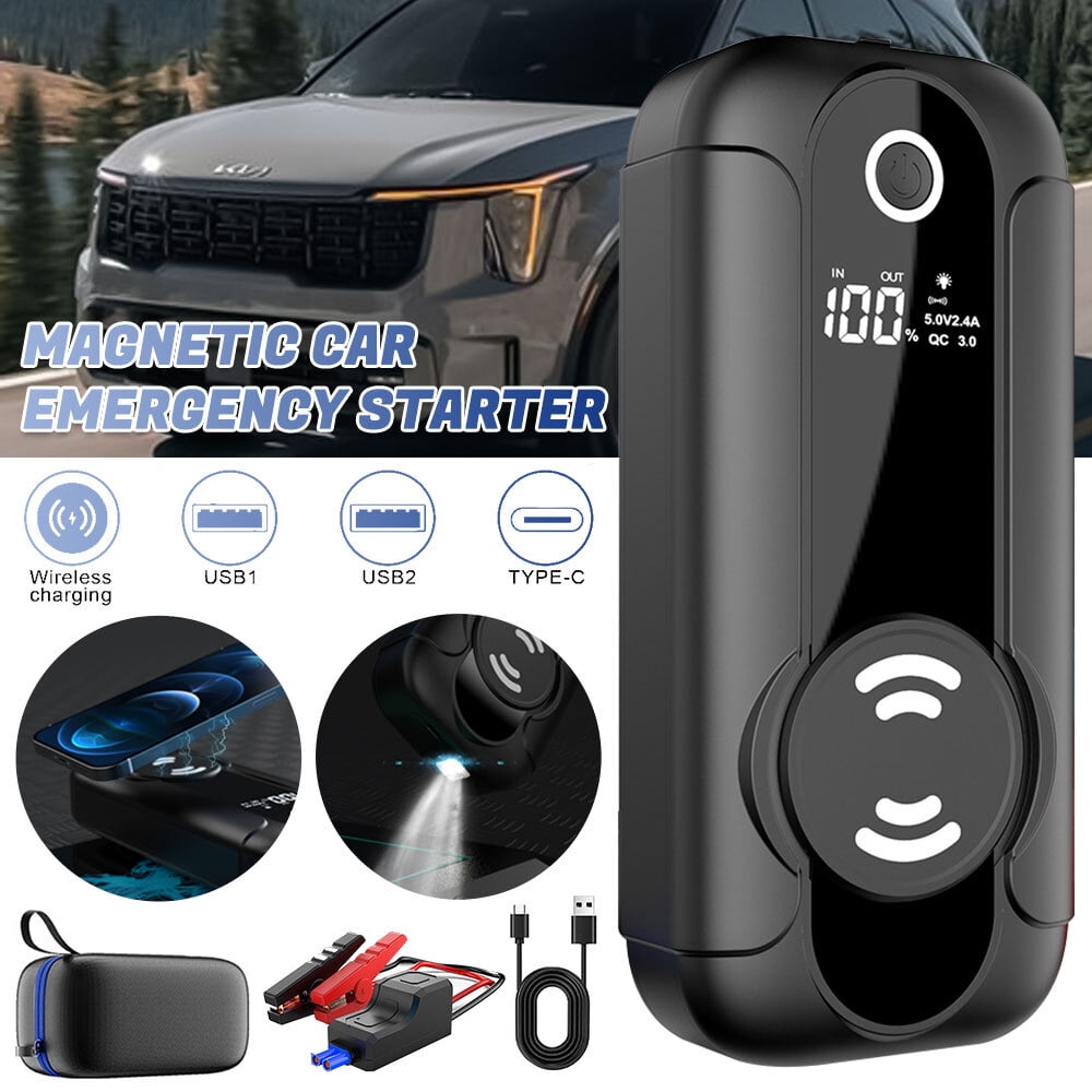 Jump Starter Car Battery 1600A Peak,DFITO Portable Jump Starters for Up to 8L Gas 6.5L Diesel Engine,Wireless Charging Design,12V Jump Pack with Smart Safety Clamp, IP65