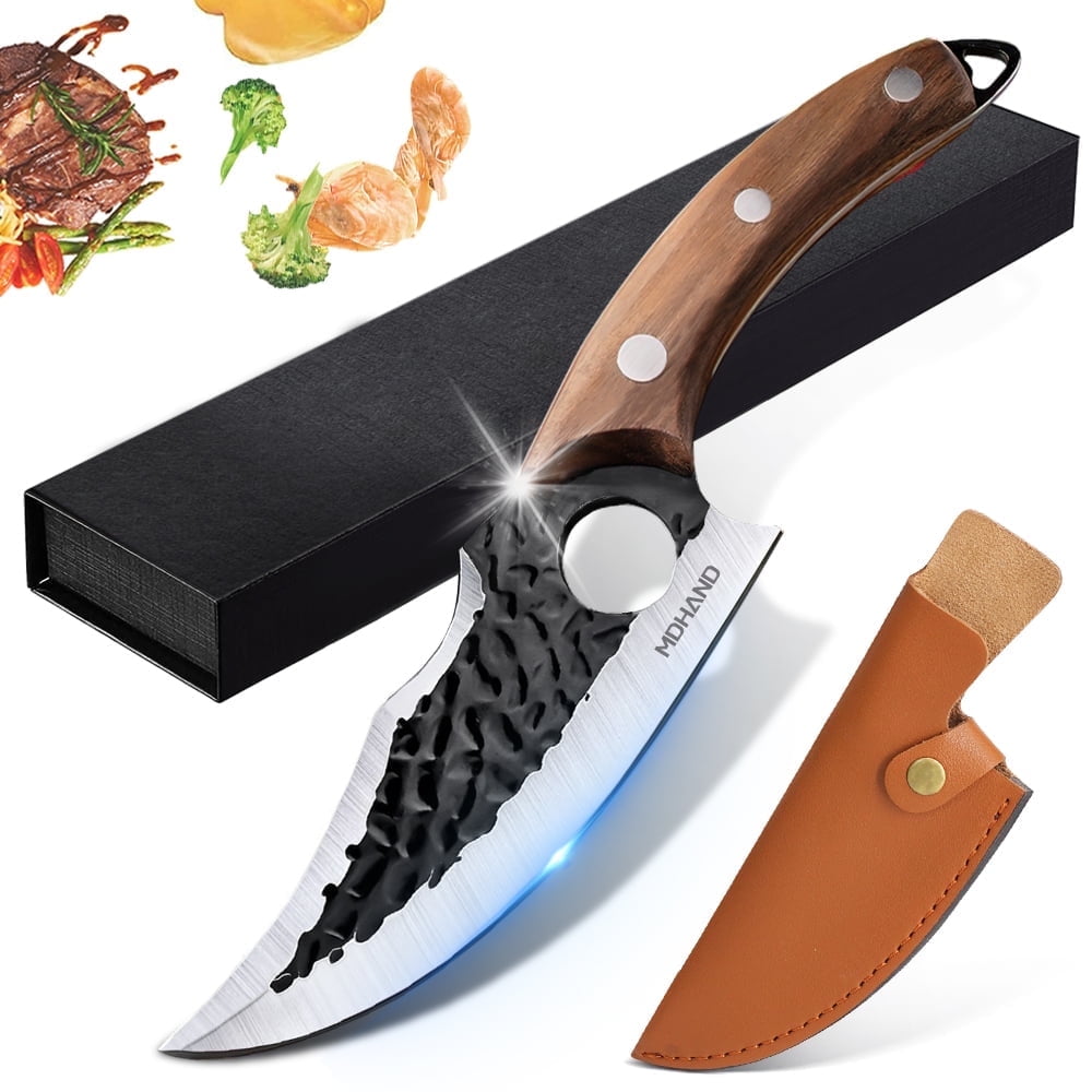 Boning Knife,DFITO Full Tang Stainless Steel Boning Knife Chef Fishing Knives Carry Leather with Gift Box