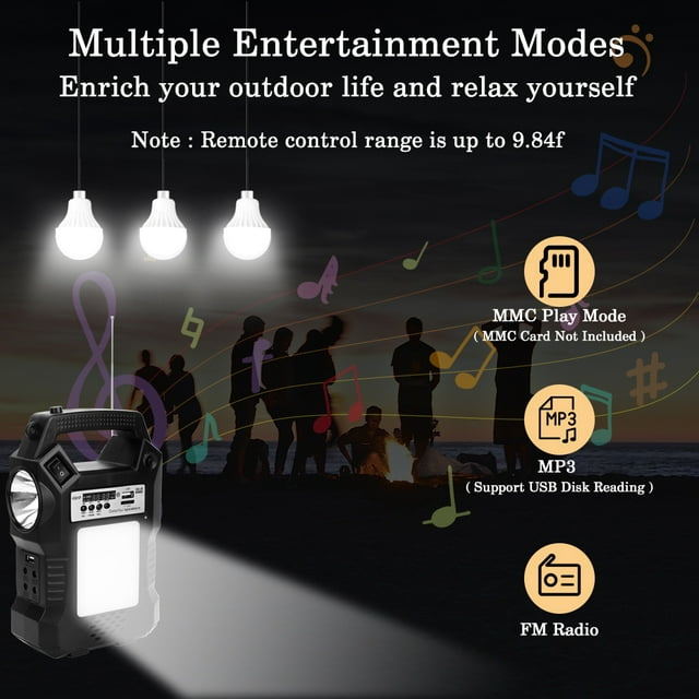 Portable Generator, Portable Power Station Solar Generator with LED Display/MP3 Player/FM Radio, Flashlights & 3 Camp Lamps, Portable Power Bank for Camping Outdoor Family Rv Emergency
