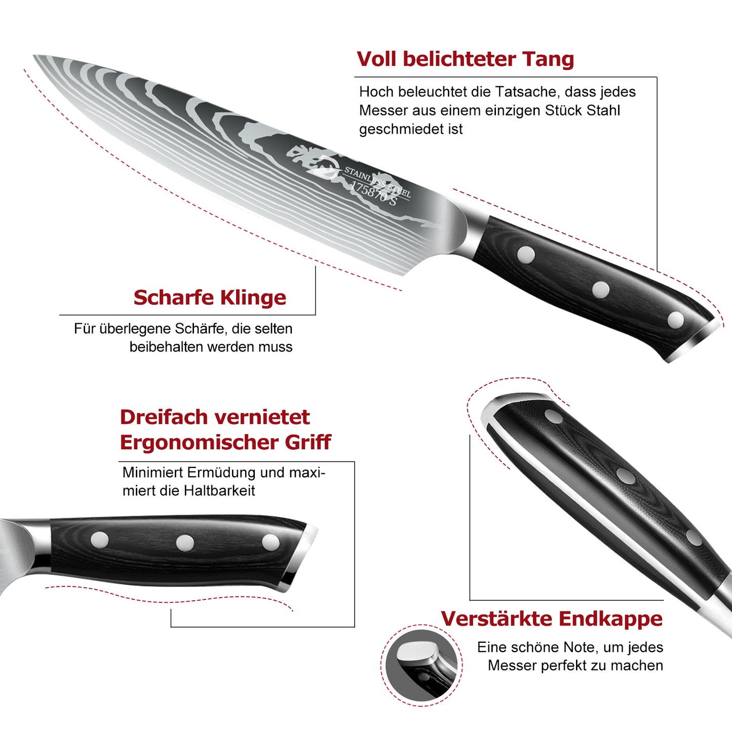 Kitchen Knife Set,DFITO 10-PCS Chef Knife Set,High Carbon Stainless Steel Forged Blade with Ergonomic Handle, Cutlery Set Gift
