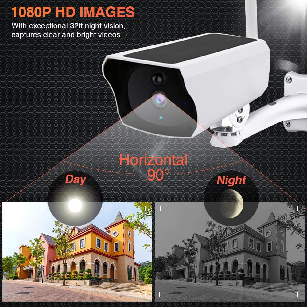 DFITOO utdoor Solar Powered Security Camera, Two Way Audio Waterproof 1080P with Night Vision, Night Vision,Human PIR Motion Detection