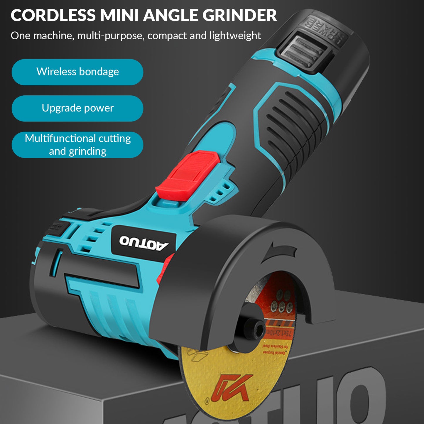 Cordless Grinder,DFITO Brushless Angle Grinder Kit w/ 2x 4500mAh Batteries & 3 Pcs Disc,12V 13000RPM Mini Angle Grinder for Metal Cutting,Grinding