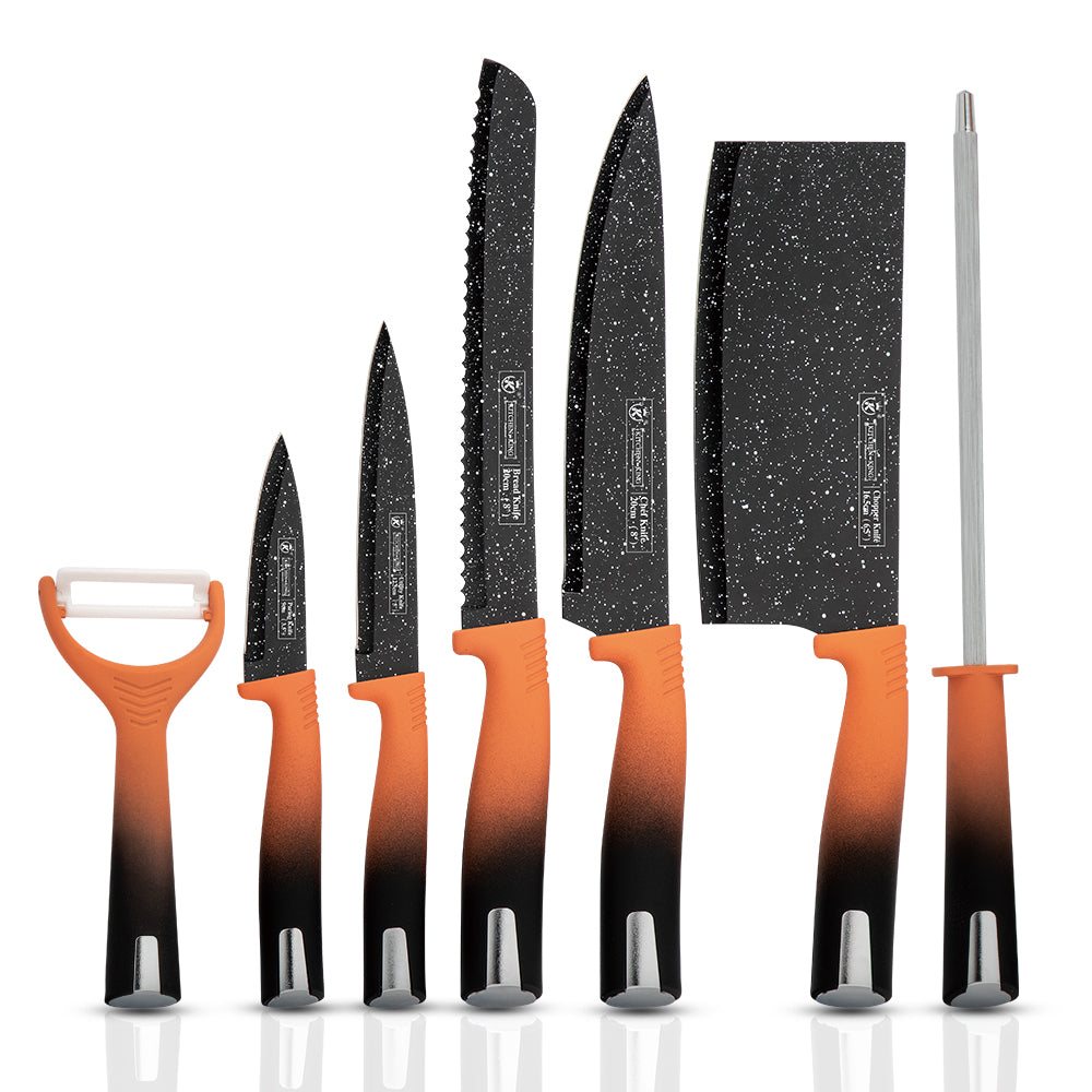 Knife Set 8 Pieces Pink Kitchen Knife Set with Acrylic Stand