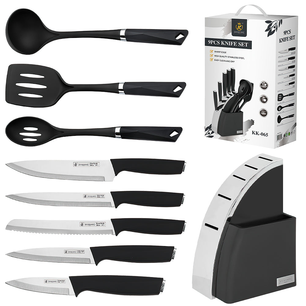 Kitchen Knife Set, 9-Pieces Sharp Stainless Steel Chef Knife Set with Block for Kitchen