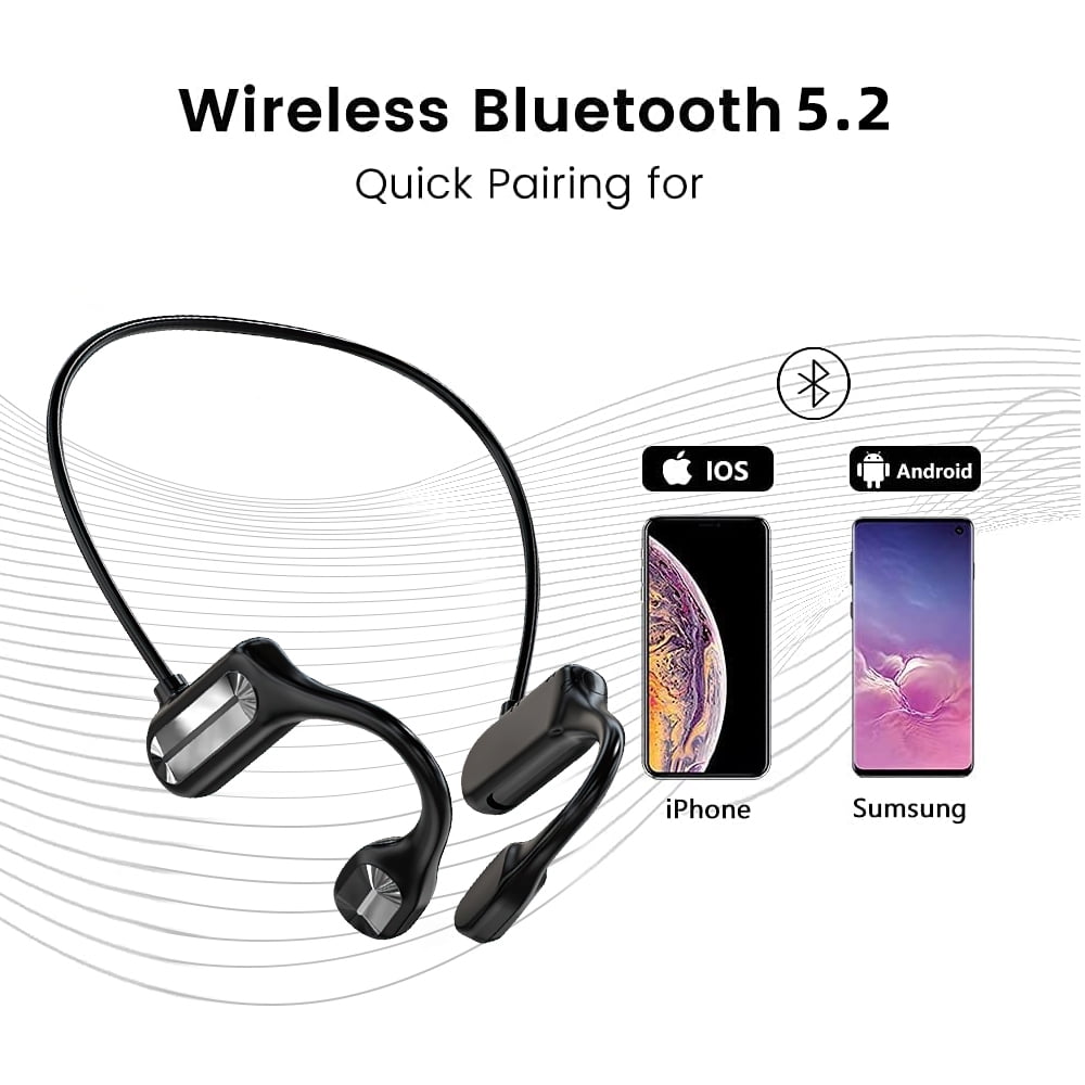 Bone Conduction Headset, DFITO Bluetooth 5.2 Wireless Outdoor Sport Open Ear Headphones