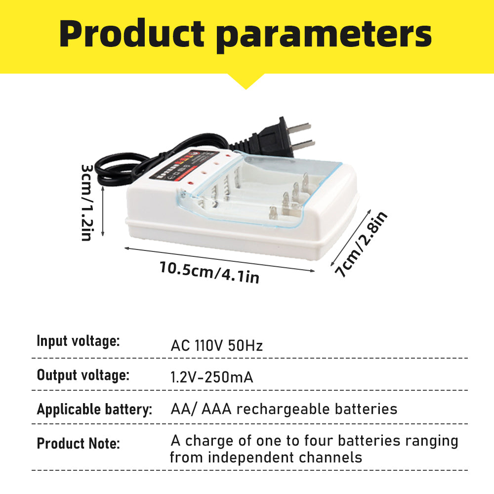 DFITO 4 Slots 1.5V AA/AAA Rechargeable Battery Charger Smart Charger Cable