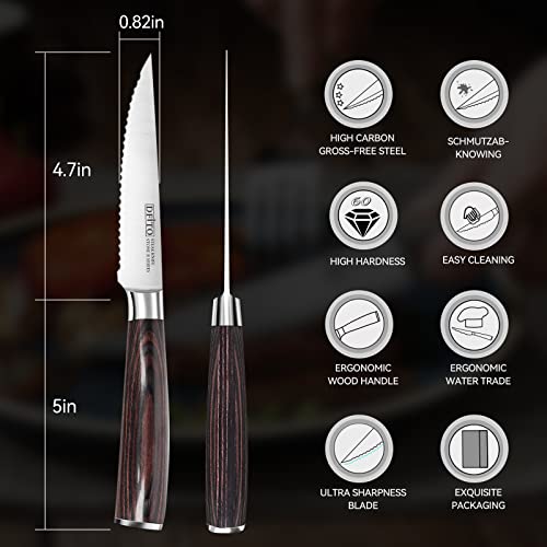 Steak Knife Set of 4,Premium Smooth Serrated Dinner Knives with Gift Box