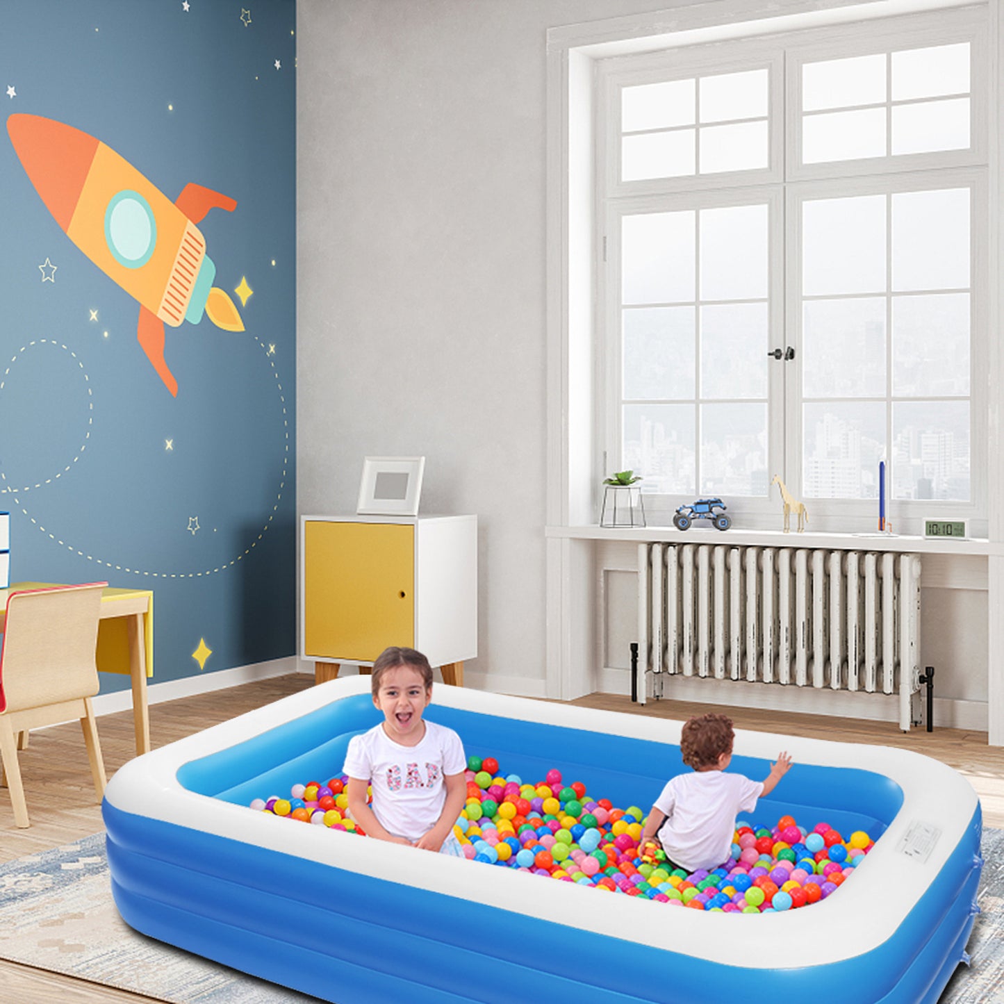 Inflatable Pool, DFITO Rectangular Family Swimming Pools, Suitable for Kids and Adults, Large Full-Size Thickened Plastic Swimming Pool, Suitable for Garden Backyard Outdoor,(118.90 x 72.05 x 23.23)"