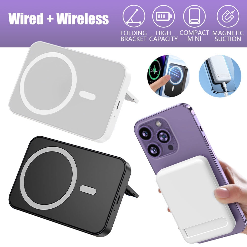 DFITO Magnetic Portable Charger, 5000mAh Wireless Portable Charger Battery Pack, MagSafe-Compatible with iPhone 15/15 Plus/15 Pro/15 Pro Max, iPhone 14/13/12 Series and More, White