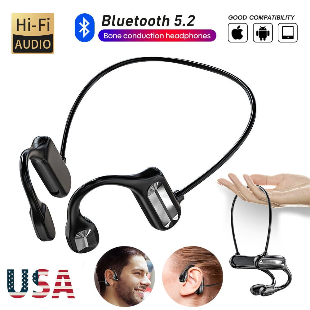 Bone Conduction Headset, DFITO Lightweight Bluetooth 5.2 Open Ear Wireless Earbuds Outdoor Sport Headphones Stereo Earphones with IPX5 Waterproof for Cycling Running Driving Gym