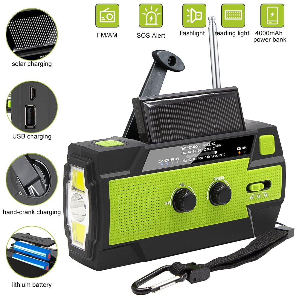 Emergency Radio Weather, DFITO AM/FM/NOAA Solar Radio 4000mAh Mobile Power with Flashlight Home Radio, SOS Alarm Crank Radio