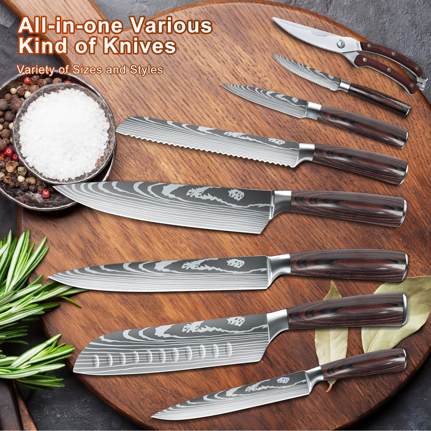 Knife Block Set, Kitchen Knife Set with Block