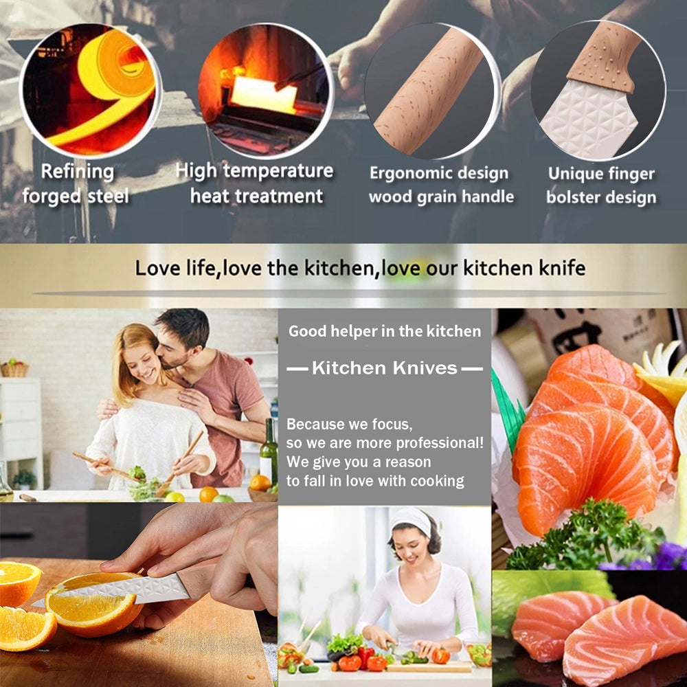 Kitchen Knife Set, Professional Stainless Steel Knives Set for Kitchen with Universal Knife Block
