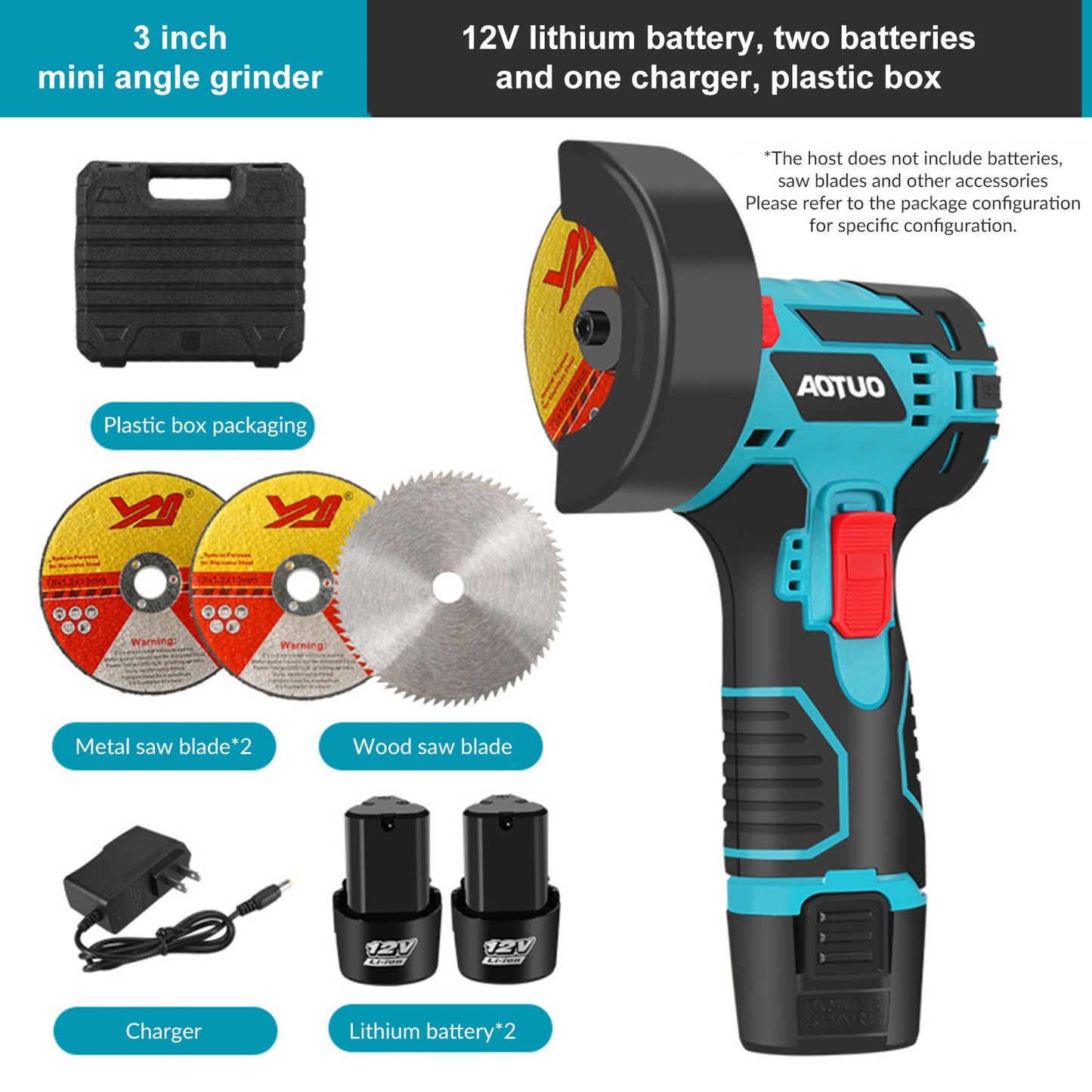 Cordless Grinder,DFITO Brushless Angle Grinder Kit w/ 2x 4500mAh Batteries & 3 Pcs Disc,12V 13000RPM Mini Angle Grinder for Metal Cutting,Grinding