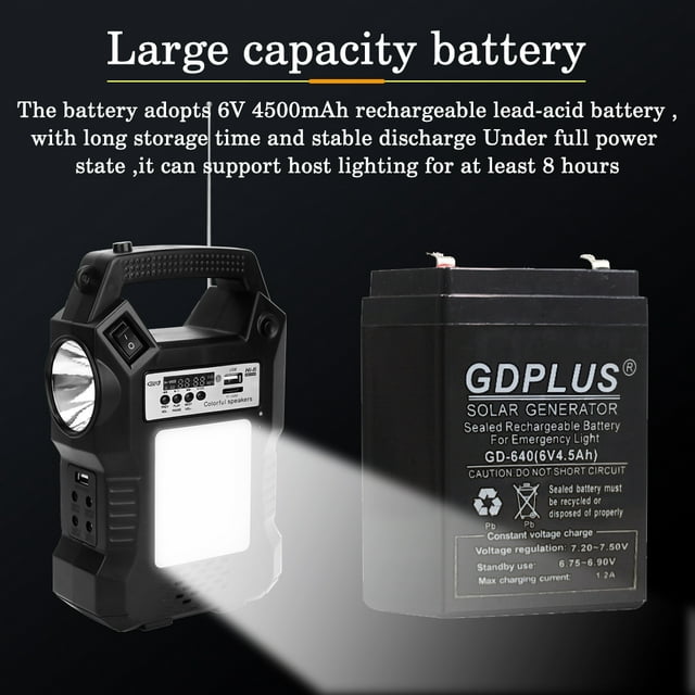 Portable Generator, Portable Power Station Solar Generator with LED Display/MP3 Player/FM Radio, Flashlights & 3 Camp Lamps, Portable Power Bank for Camping Outdoor Family Rv Emergency