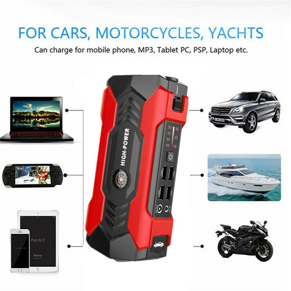 Multi-functional Car Battery Jump Starter 28000mAh Portable Charger Power Bank for Cell Phone, 4 USB Ports, LED Flashlight, Emergency 12V Auto Power Pack by DFITO