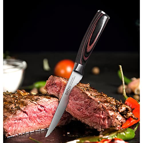 Steak Knife Set of 4,Premium Smooth Serrated Dinner Knives with Gift Box