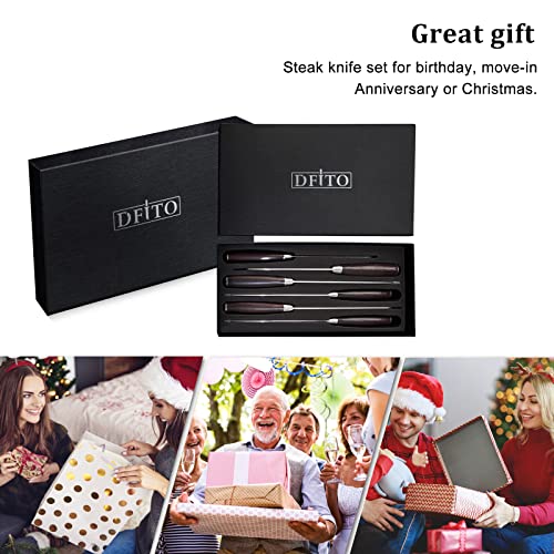 Steak Knife Set of 4,Premium Smooth Serrated Dinner Knives with Gift Box