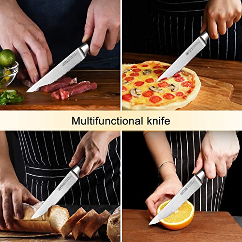 Steak Knife Set of 4,Premium Smooth Serrated Dinner Knives with Gift Box