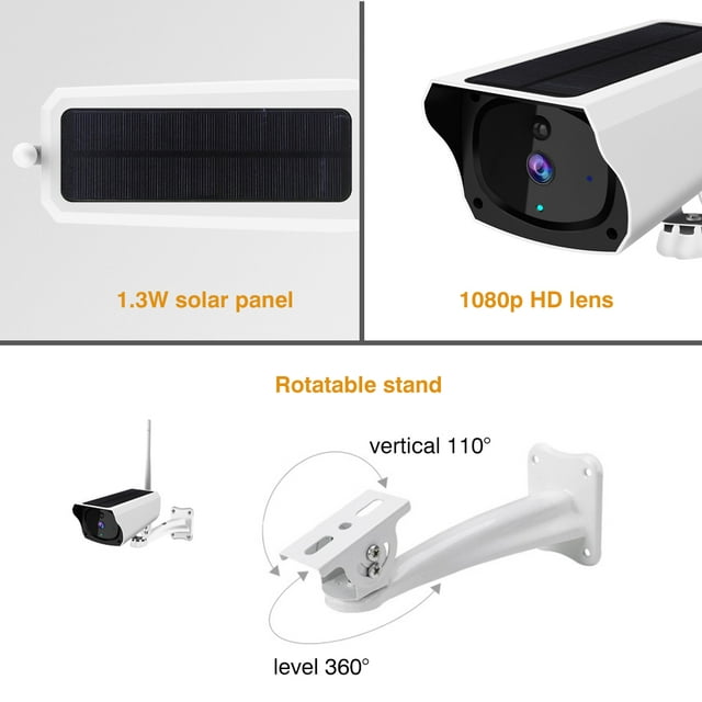 Security Cameras , DFITO 1080P Solar Powered Security Energy Camera Wireless WiFi IP Home CCTV HD Outdoor