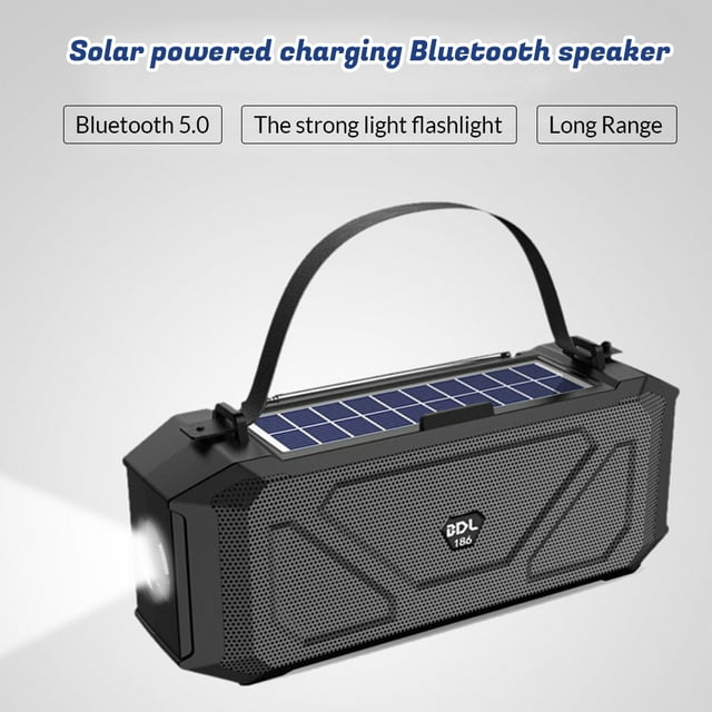 Solar Bluetooth Speaker Portable,DFITO 1200mAh Wireless Speaker for Home and Outdoor Wireless Speaker,Bluetooth 5.0,Black