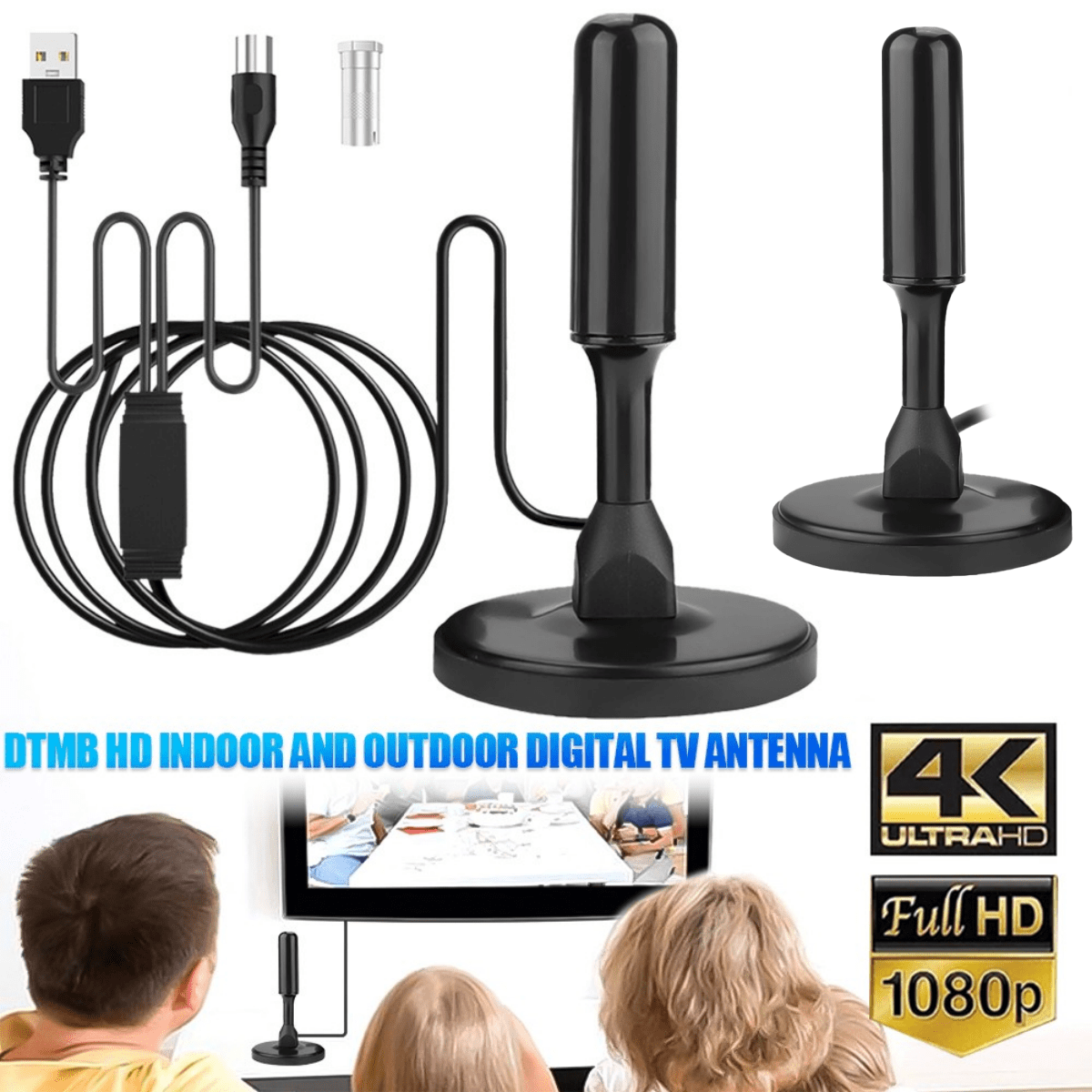 TV Antenna -DFITO Indoor/Outdoor Digital Antenna up 150 Miles Range, Free Local Channels Support DTMB,ISDB,DVB-T,DMB-T,2Pack