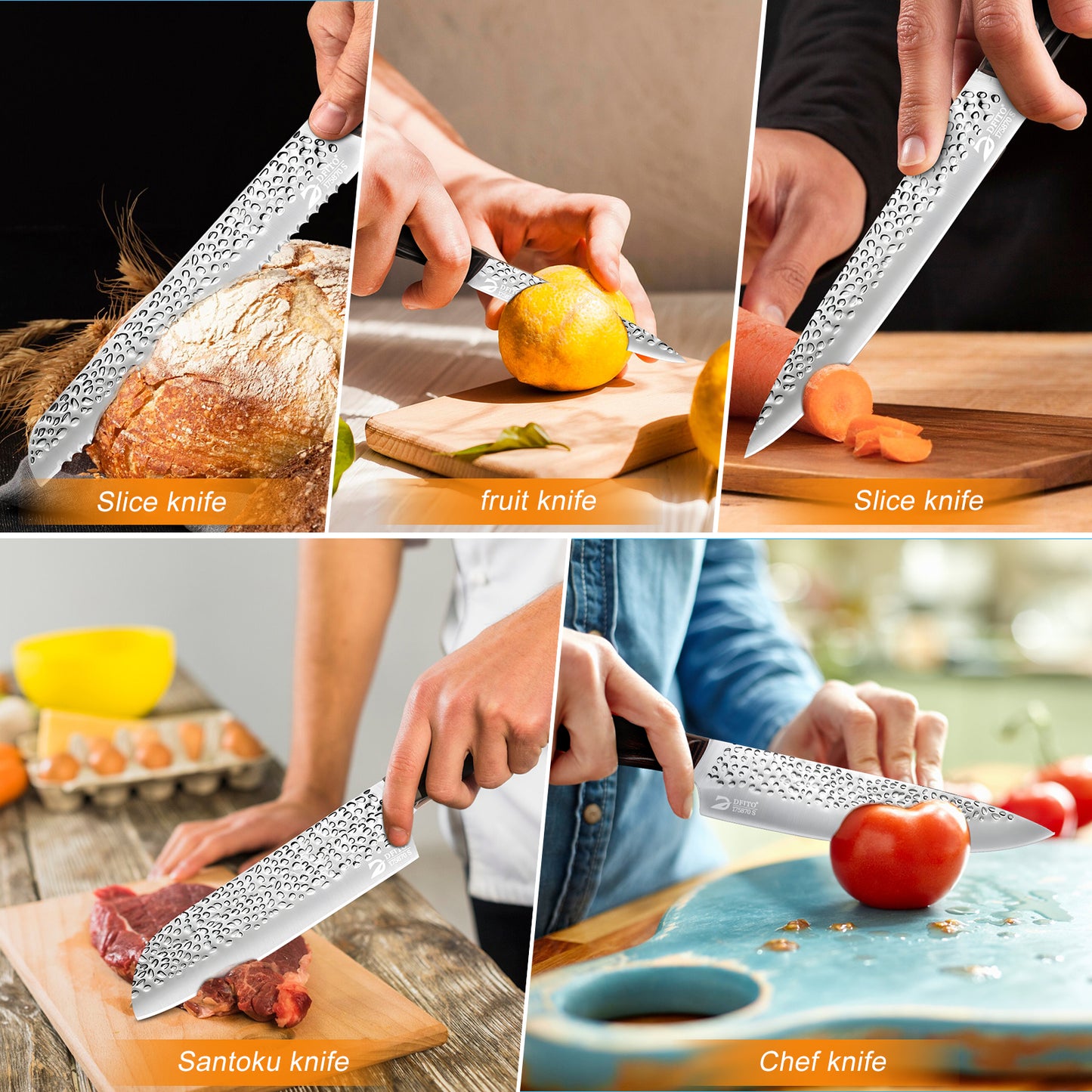 Chef Knife Set, 8Pcs Stainless Steel Kitchen Knife Set