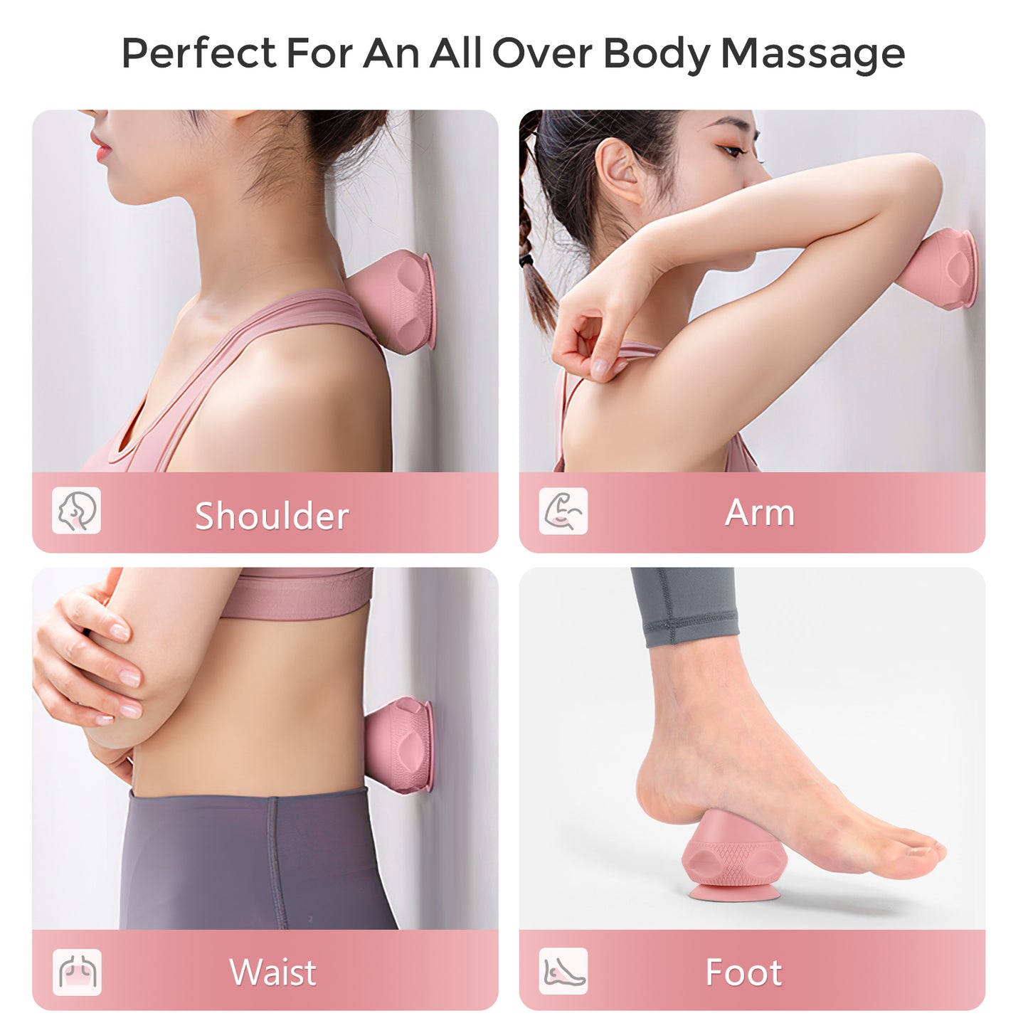 Mountable Massage Therapy Tool - Multi-Surface Suction Cup Wall Massage Tool for Sore Muscles, Myofascial Release, Stress Relief, Trigger Point and Deep Tissue Massage