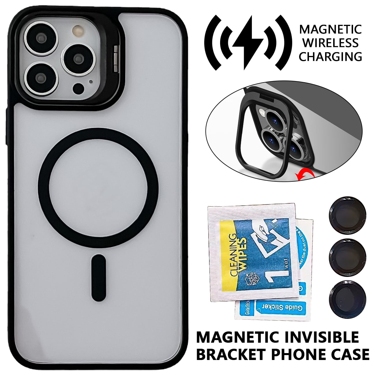 DFITO iPhone 15 Pro Max Case,iPhone 15 Pro Max Cover Shockproof Heavy Duty Protective Phone Case with Kickstand for iPhone 15 Pro Max, Black