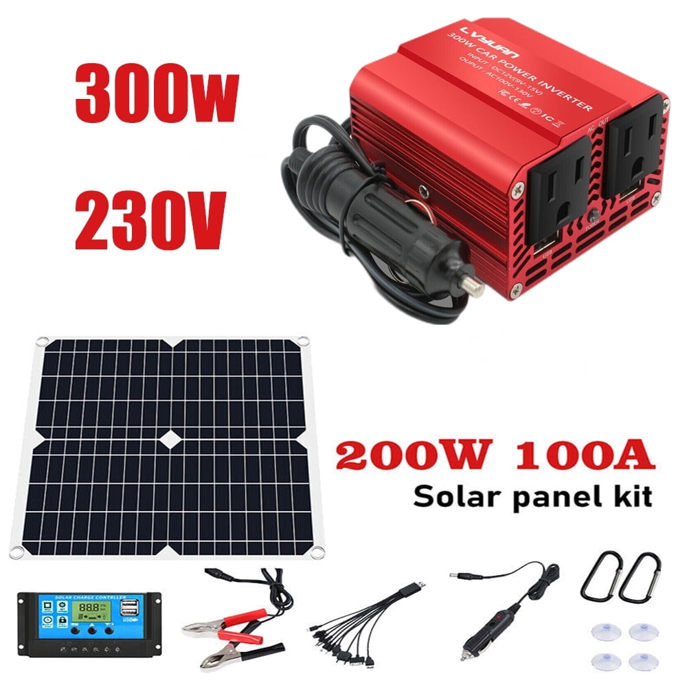 Solar Panel 50W 12 Volt DFITO Portable Solar Panel Charger, With 300W Inverter Controller Suitable For Rv/Car/ Boat/Greenhouse/Dry Camping/ Garde /Shed/Cabin/ Gate Opener