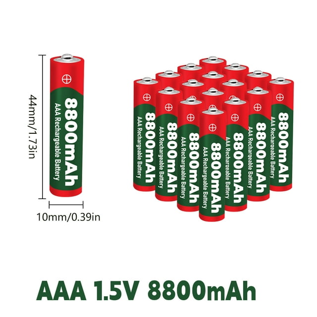 DFITO 16 Pcs 1.5VAAA Rechargeable High-Performance Alkaline Batteries, Recharge up to 1000 Times, Standard Capacity 8800 mAh, Pre-Charged