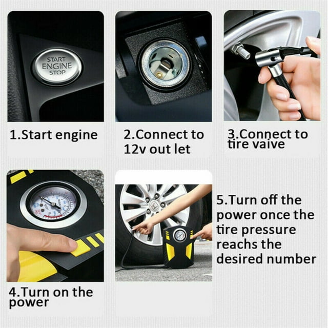 DFITO Tire Inflator Car Air Pump Compressor Electric Portable Auto 12V Volt 150 PSI