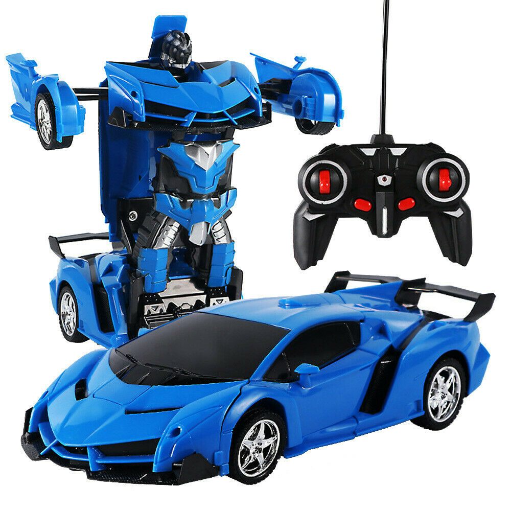 Remote Car Sport Transformer RC Robot Controller 2 IN 1 Kids Toy Toddler Gift for Forward Reverse Left/Right Vehicle Mode and Robot Mode,Blue