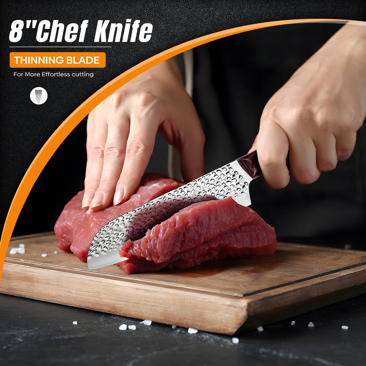 Chef Knife Set, 8Pcs Stainless Steel Kitchen Knife Set