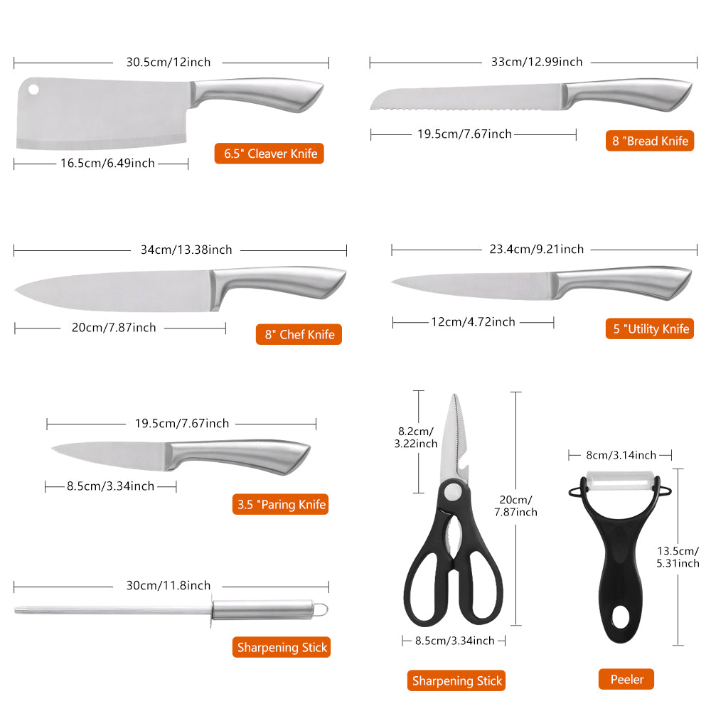 Knife Set,9-Piece Professional Kitchen Knife Set