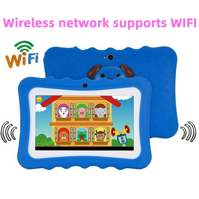 Android Kids Tablet,DFITO 1GB RAM 16GB ROM Kids Tablets, 7 inch Tablet with Case, Dual Camera, Educational Games, WiFi (Blue)