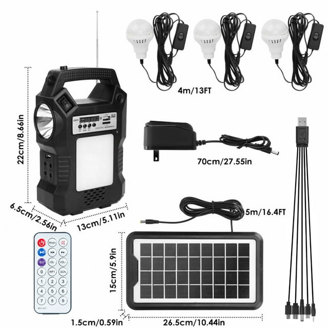 Portable Generator, Portable Power Station Solar Generator with LED Display/MP3 Player/FM Radio, Flashlights & 3 Camp Lamps, Portable Power Bank for Camping Outdoor Family Rv Emergency