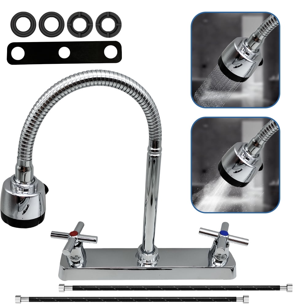 Kitchen Faucet,DFITO Brushed Nickel Kitchen Sink Faucet, 3 or 4 Hole RV Faucet for Kitchen Sink, Stainless Steel Touch Kitchen Faucet with Rotatable Faucet