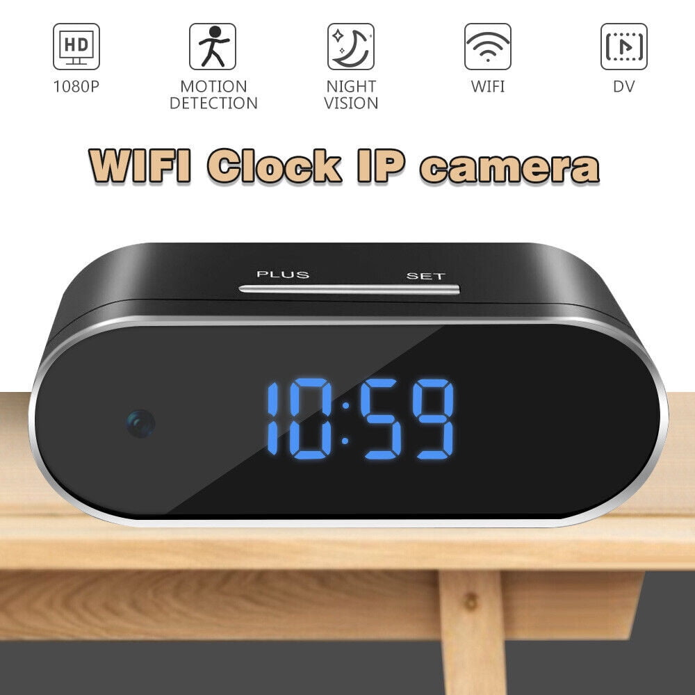 Camera Clock,DFITO Camera Video Recorder HD 1080P WIFI Alarm Clock Camera Security Motion Detection Night Vision Anti-theft Monitoring with 32G Memory Card