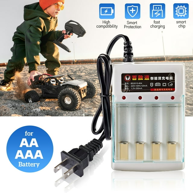 DFITO 4 Slots 1.5V AA/AAA Rechargeable Battery Charger Smart Charger Cable