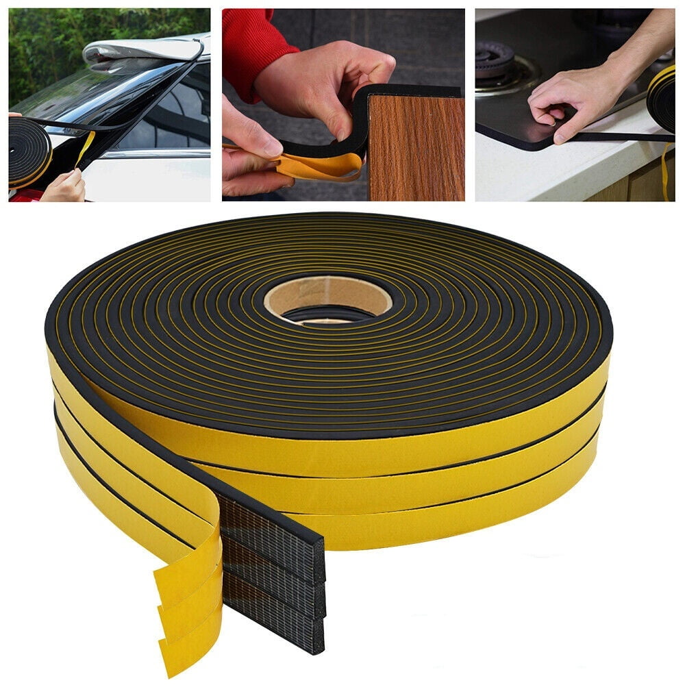 Weather Stripping Door Seal Strip,3 Rolls x 1/2inch(Width) x 16.4Ft(Length), Strong Adhesive Foam Insulation Tape for Front Door Frame and Windows, Soundproofing Weatherstrip