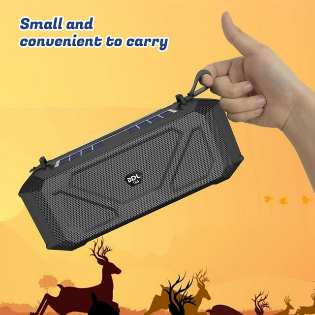 Solar Bluetooth Speaker Portable,DFITO 1200mAh Wireless Speaker for Home and Outdoor Wireless Speaker,Bluetooth 5.0,Black