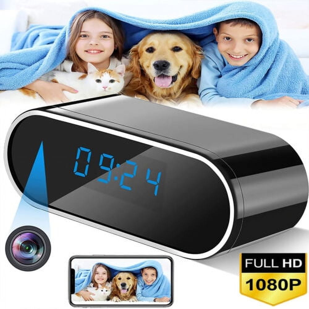 Video Camera WiFi Wireless Camera with Audio/Video Full HD 1080P Night Vision Motion Sensor Detection Home Security Surveillance Camera,Digital Clock&32 SD Card
