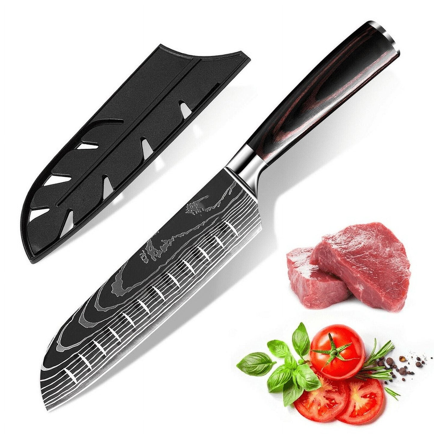 Santoku Knife--7inch Kitchen Knife, High Carbon Stainless Steel Chef Knife